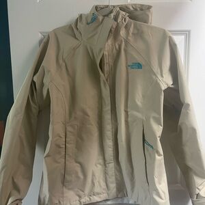 The North Face Beige Jacket with Blue Accents